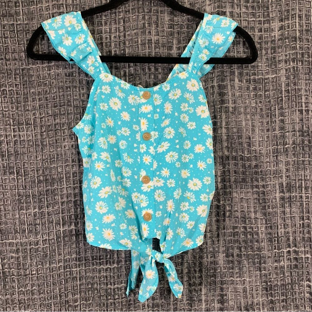 SPEECHLESS KIDS Light Blue Flowy Summer Tank Top with Scrunchie Girl's 14 #533